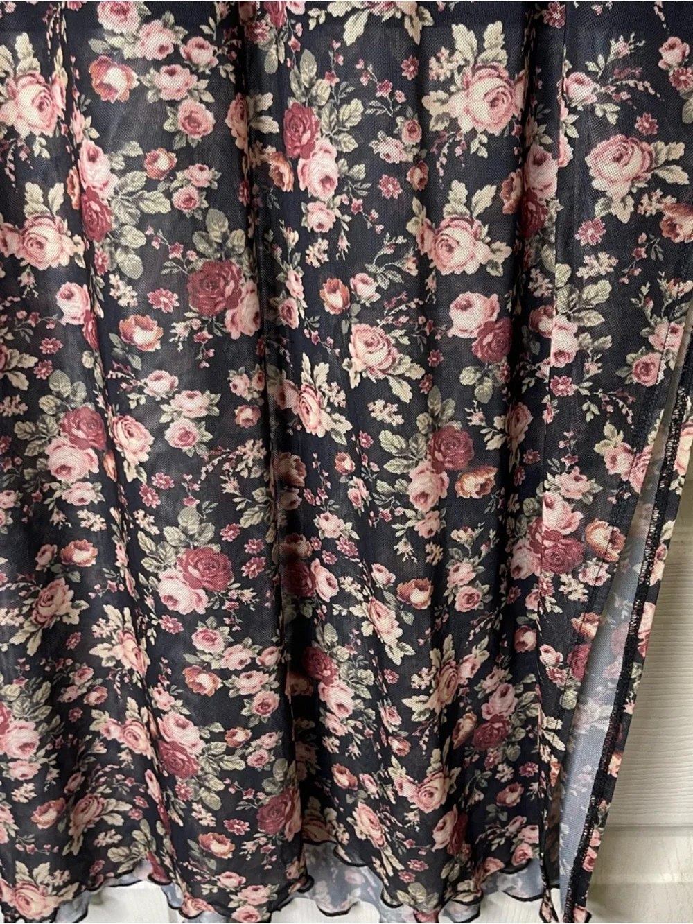 Torrid Womens Floral Multi Color Mesh Maxi Skirt Sz 1 - Picture 8 of 9